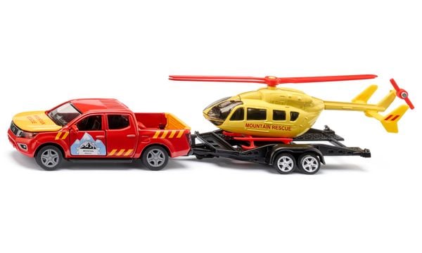 Produktbild: Siku 2570 - Nissan Navara mit Helikopter, Mountain Rescue, rot/gelb, 250x75x61mm