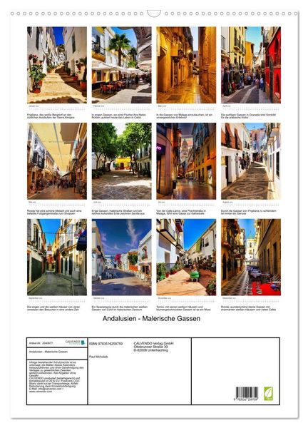 Produktbild: Andalusien - Malerische Gassen (Wandkalender 2026 DIN A2 hoch), CALVENDO Monatskalender