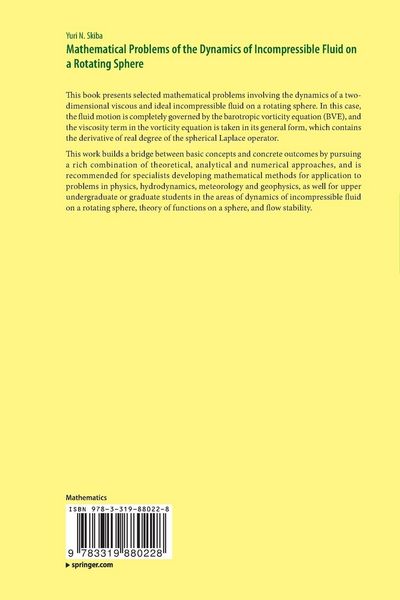 Produktbild: Mathematical Problems of the Dynamics of Incompressible Fluid on a Rotating Sphere