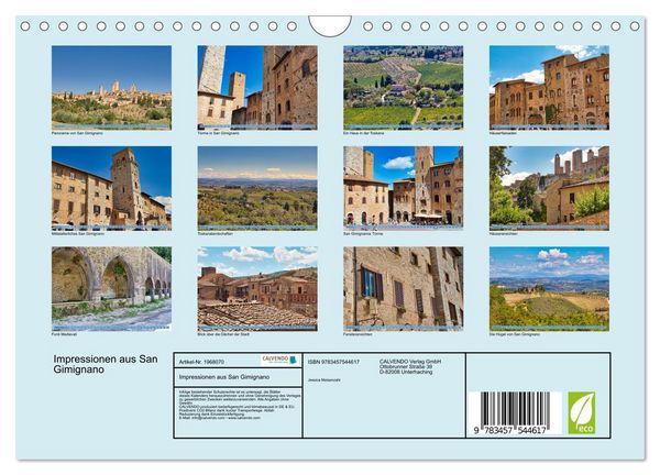 Produktbild: Impressionen aus San Gimignano (Wandkalender 2026 DIN A4 quer), CALVENDO Monatskalender