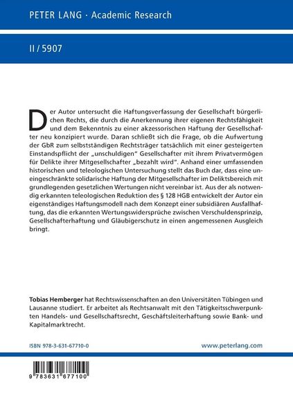 Produktbild: Die Haftungsverfassung der Gesellschaft b&uuml;rgerlichen Rechts unter besonderer Ber&uuml;cksichtigung der pers&ouml;nlichen Gesellschafterhaftung f&uuml;r deliktische Verbindlichkeiten