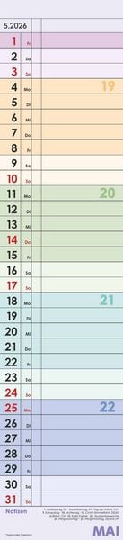 Produktbild: Planer Farbenfroh 2026 - Streifen-Kalender 11,3x49x5 cm - Küchenkalender - Wandplaner - Alpha Edition