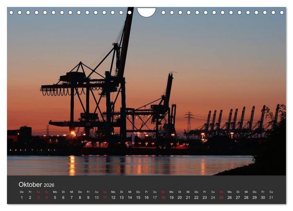 Produktbild: Hamburger Hafen bei Nacht (Wandkalender 2026 DIN A4 quer), CALVENDO Monatskalender