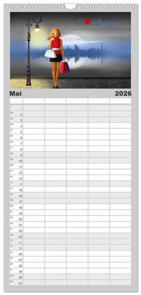Produktbild: Familienplaner 2026 - Pin-Up Girls im Retro Style by Mausopardia mit 5 Spalten (Wandkalender, 21 x 45 cm) CALVENDO