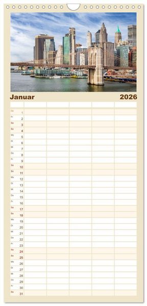 Produktbild: Familienplaner 2026 - NEW YORK CITY Urbane Magie mit 5 Spalten (Wandkalender, 21 x 45 cm) CALVENDO