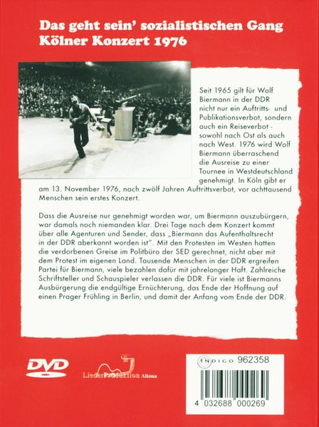 Produktbild: Wolf Biermann - Das K&ouml;lner Konzert 13. November 1976 [2 DVDs]
