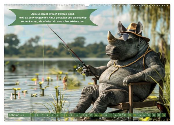 Produktbild: Der tierisch lustige Angler-Kalender (hochwertiger Premium Wandkalender 2026 DIN A2 quer), Kunstdruck in Hochglanz