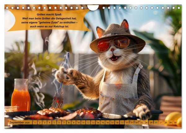 Produktbild: Tierisch lustige Grillmeister (Wandkalender 2026 DIN A4 quer), CALVENDO Monatskalender