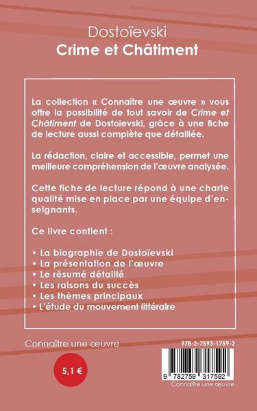 Produktbild: Fiche de lecture Crime et Ch&acirc;timent (Analyse litt&eacute;raire de r&eacute;f&eacute;rence et r&eacute;sum&eacute; complet)