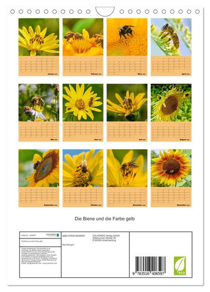 Produktbild: Die Biene und die Farbe gelb (Wandkalender 2026 DIN A4 hoch), CALVENDO Monatskalender