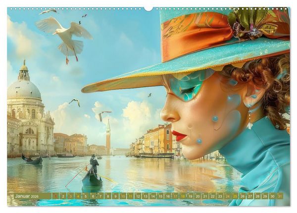 Produktbild: Theatralische surreale Szenen im venezianischen Stil (Wandkalender 2026 DIN A2 quer), CALVENDO Monatskalender