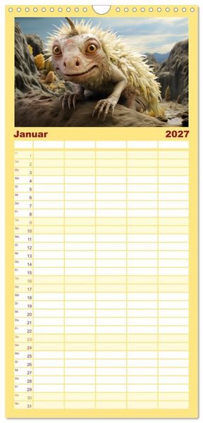 Produktbild: Familienplaner 2027 - Galaktische Wesen mit 5 Spalten (Wandkalender, 21 x 45 cm) CALVENDO
