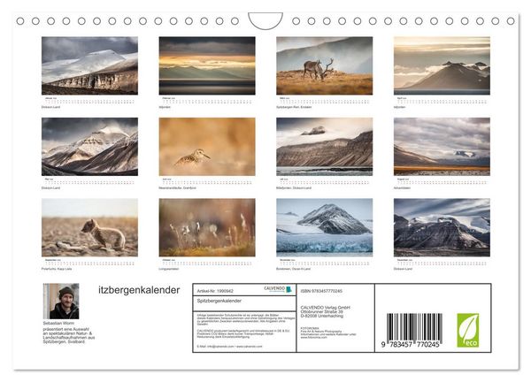 Produktbild: Spitzbergenkalender (Wandkalender 2026 DIN A4 quer), CALVENDO Monatskalender