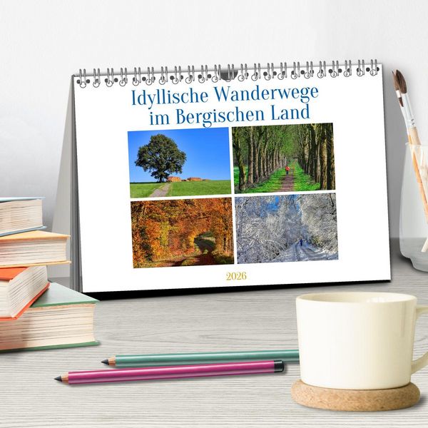 Produktbild: Idyllische Wanderwege im Bergischen Land (Tischkalender 2026 DIN A5 quer), CALVENDO Monatskalender