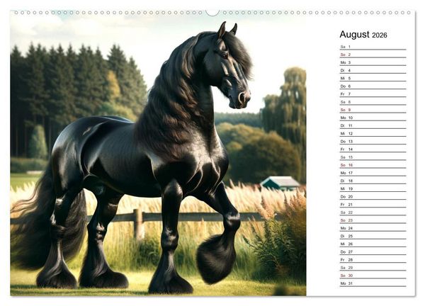 Produktbild: Kaltbl&uuml;ter - Die majest&auml;tische Kraft und Sch&ouml;nheit der Kaltblutpferde (hochwertiger Premium Wandkalender 2026 DIN A2 quer), Kunstdruck in Hochglanz