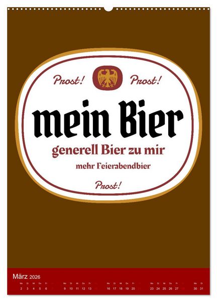 Produktbild: BIER Wandkalender -Trinken mit Stil (Wandkalender 2026 DIN A2 hoch), CALVENDO Monatskalender