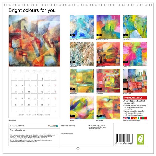 Produktbild: Bright colours for you (Wall Calendar 2026 12 &times; 12 Inch) CALVENDO 12 Month Wall Calendar