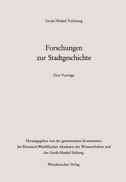 Produktbild: Forschungen zur Stadtgeschichte