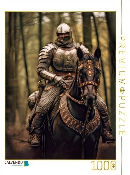 CALVENDO Puzzle Mittelalter mit Drachen, Rittern und Burgen | 1000 Teile Lege-Größe 64x48cm Foto-Puzzle für glückliche Stunden