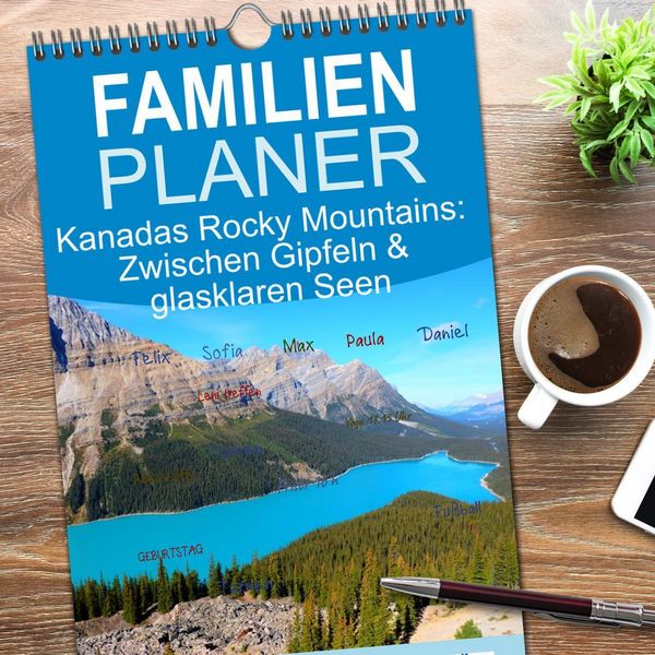 Produktbild: Familienplaner 2026 - Kanadas Rocky Mountains: Zwischen Gipfeln & glasklaren Seen mit 5 Spalten (Wandkalender, 21 x 45 cm) CALVENDO