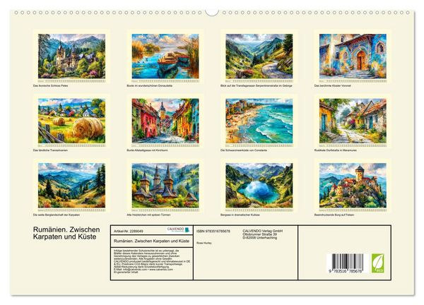 Produktbild: Rum&auml;nien. Zwischen Karpaten und K&uuml;ste (hochwertiger Premium Wandkalender 2027 DIN A2 quer), Kunstdruck in Hochglanz