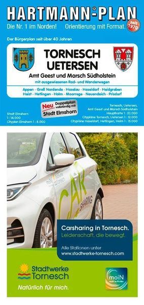 Produktbild: HARTMANN-PLAN Tornesch, Uetersen und Amt Geest und Marsch S&uuml;dholstein 1:23.000, Stadtplan und Amtsplan