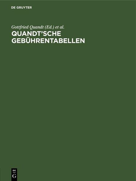 Produktbild: Quandt'sche Geb&uuml;hrentabellen