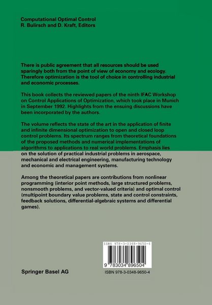 Produktbild: Computational Optimal Control