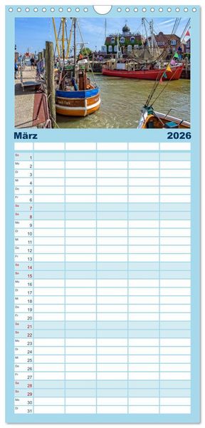 Produktbild: Familienplaner 2026 - Reise an die Nordsee - Neuharlingersiel mit 5 Spalten (Wandkalender, 21 x 45 cm) CALVENDO