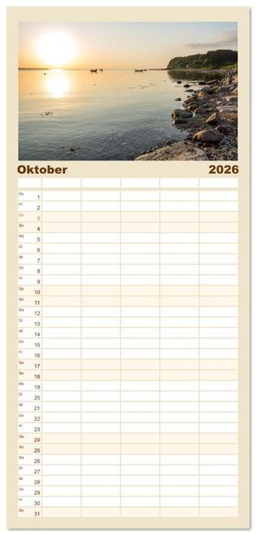 Produktbild: Familienplaner 2026 - Traumk&uuml;sten: Eine Maritime Reise um die Welt mit 5 Spalten (Wandkalender, 21 x 45 cm) CALVENDO