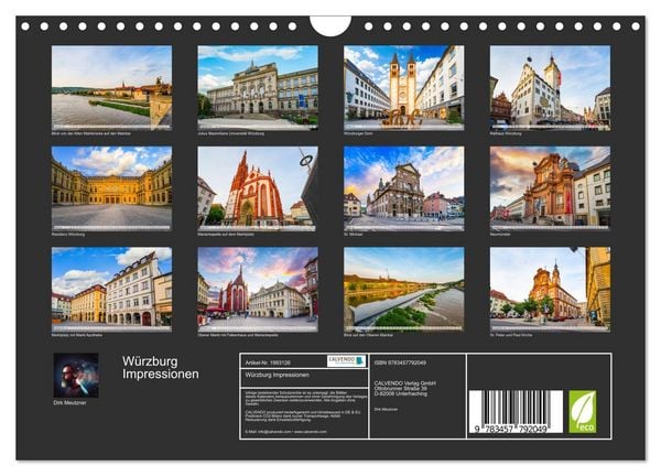 Produktbild: W&uuml;rzburg Impressionen (Wandkalender 2026 DIN A4 quer), CALVENDO Monatskalender