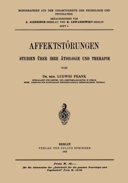 Produktbild: Affektst&ouml;rungen Studien &uuml;ber Ihre &auml;tiologie und Therapie
