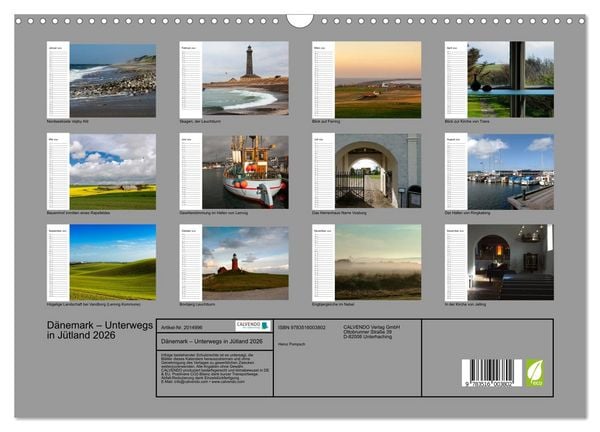 Produktbild: D&auml;nemark &ndash; Unterwegs in J&uuml;tland 2026 (Wandkalender 2026 DIN A3 quer), CALVENDO Monatskalender