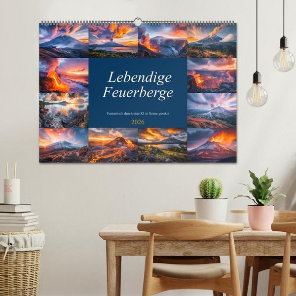 Produktbild: Lebendige Feuerberge - Fantastisch durch eine KI in Szene gesetzt (Wandkalender 2026 DIN A2 quer), CALVENDO Monatskalender