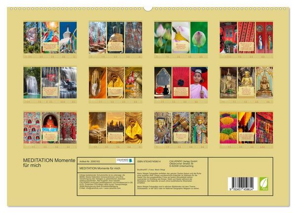 Produktbild: MEDITATION Momente f&uuml;r mich (hochwertiger Premium Wandkalender 2026 DIN A2 quer), Kunstdruck in Hochglanz