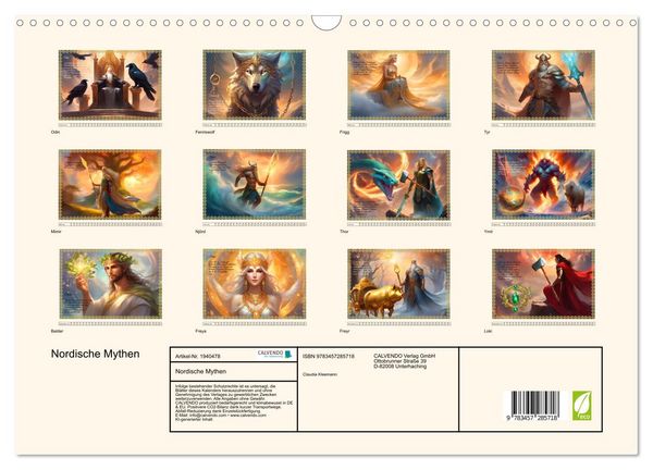 Produktbild: Nordische Mythen (Wandkalender 2026 DIN A3 quer), CALVENDO Monatskalender
