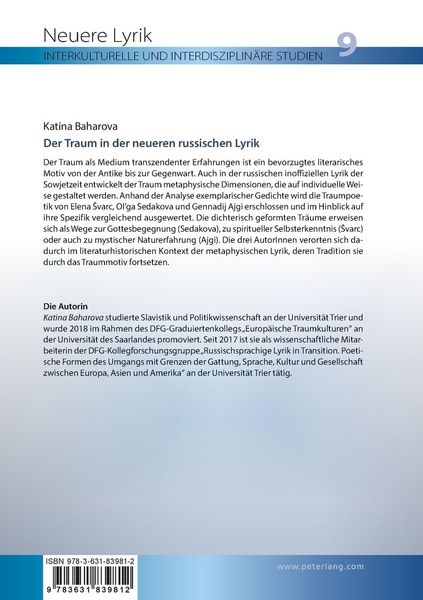 Produktbild: Der Traum in der neueren russischen Lyrik