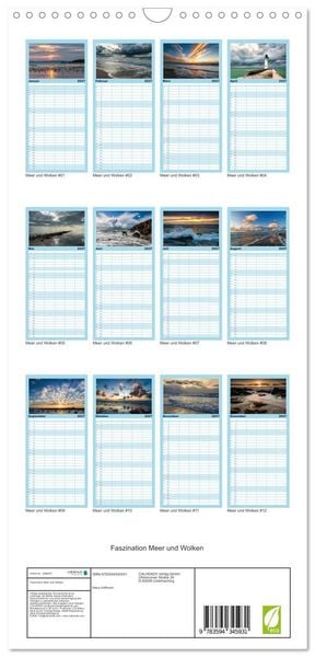 Produktbild: Familienplaner 2027 - Faszination Meer und Wolken mit 5 Spalten (Wandkalender, 21 x 45 cm) CALVENDO