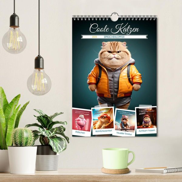 "COOLE KATZEN Sprücheklopfer (Wandkalender 2025 DIN A4 hoch), CALVENDO