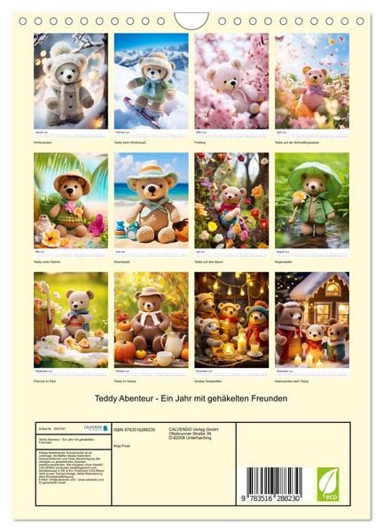 Produktbild: Teddy Abenteur - Ein Jahr mit geh&auml;kelten Freunden (Wandkalender 2026 DIN A4 hoch), CALVENDO Monatskalender