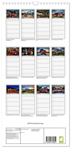 Produktbild: Familienplaner 2027 - HDR Einsatzfahrzeuge mit 5 Spalten (Wandkalender, 21 x 45 cm) CALVENDO