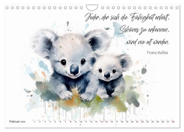 Produktbild: MOTIVATION Spr&uuml;che mit s&uuml;&szlig;en Tierkindern (Wandkalender 2026 DIN A4 quer), CALVENDO Monatskalender