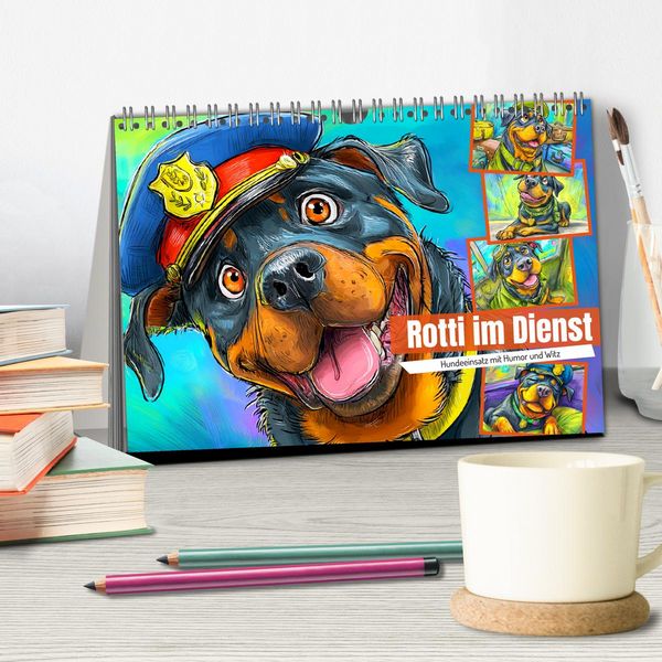Produktbild: Rotti im Dienst. Hundeeinsatz mit Humor und Witz (Tischkalender 2026 DIN A5 quer), CALVENDO Monatskalender