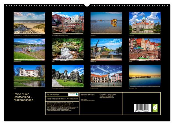 Produktbild: Reise durch Deutschland - Niedersachsen (hochwertiger Premium Wandkalender 2026 DIN A2 quer), Kunstdruck in Hochglanz