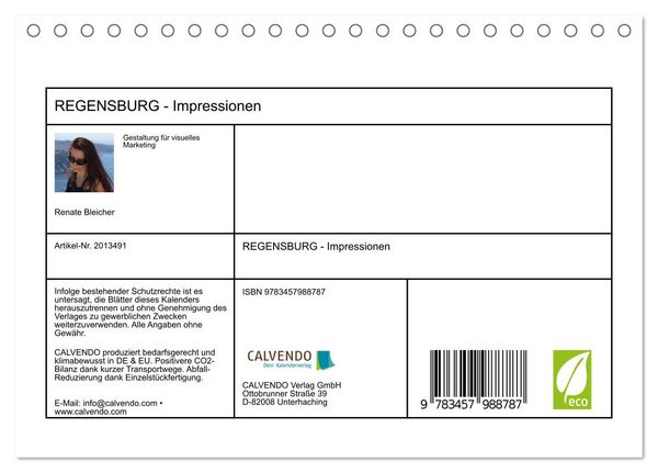Produktbild: REGENSBURG - Impressionen (Tischkalender 2026 DIN A5 quer), CALVENDO Monatskalender