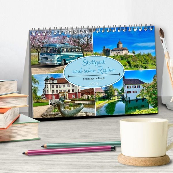 Produktbild: Stuttgart und seine Region (Tischkalender 2026 DIN A5 quer), CALVENDO Monatskalender