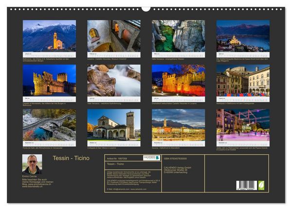Produktbild: Tessin - Ticino (Wandkalender 2026 DIN A2 quer), CALVENDO Monatskalender