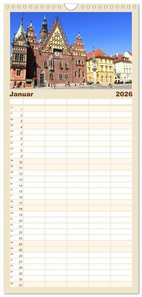Produktbild: Familienplaner 2026 - Zauberhaftes Breslau mit 5 Spalten (Wandkalender, 21 x 45 cm) CALVENDO