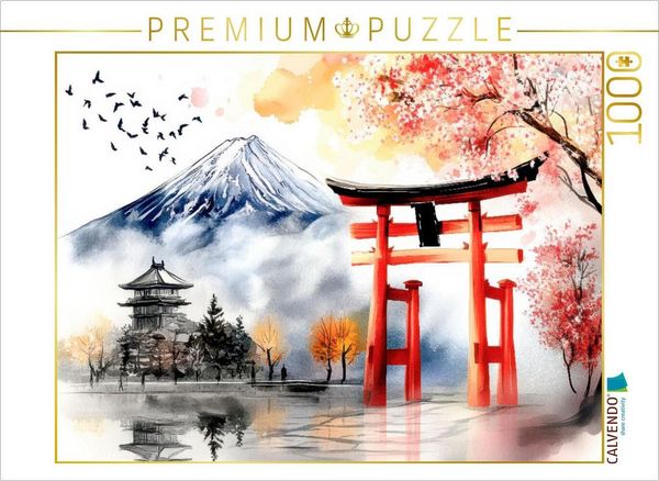 Produktbild: CALVENDO Puzzle Fuji und Torii - Japan | 1000 Teile Lege-Gr&ouml;&szlig;e 64x48cm Foto-Puzzle f&uuml;r gl&uuml;ckliche Stunden