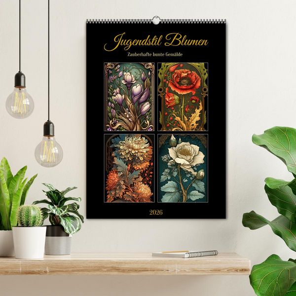 Produktbild: Jugendstil Blumen (Wandkalender 2026 DIN A2 hoch), CALVENDO Monatskalender